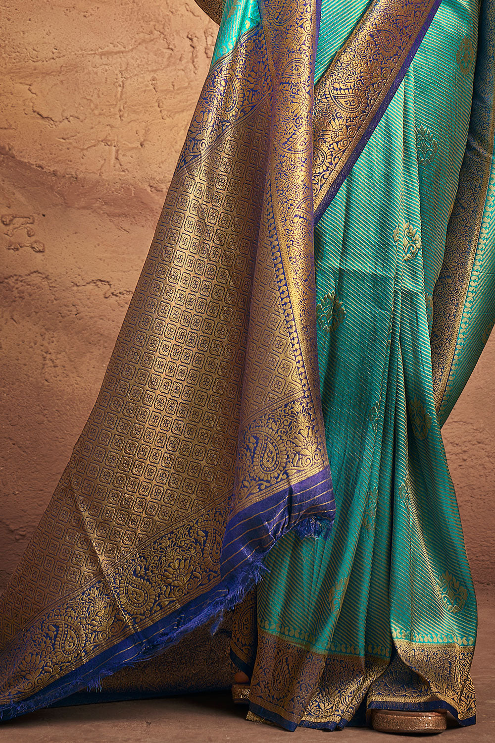 Blue Soft Silk Saree By Shangrila Designer