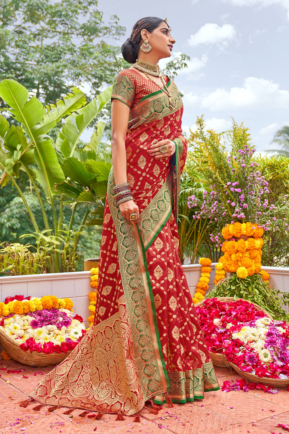 Red Banarasi Silk Saree