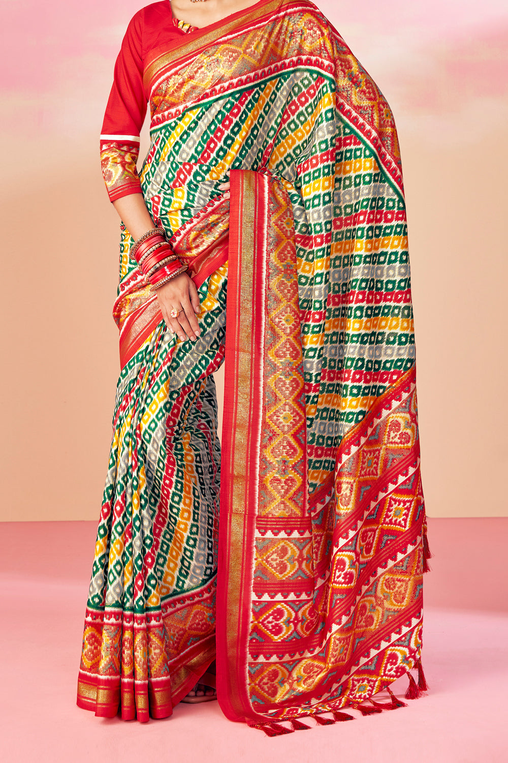 Multi Color Patola Printed Silk Saree