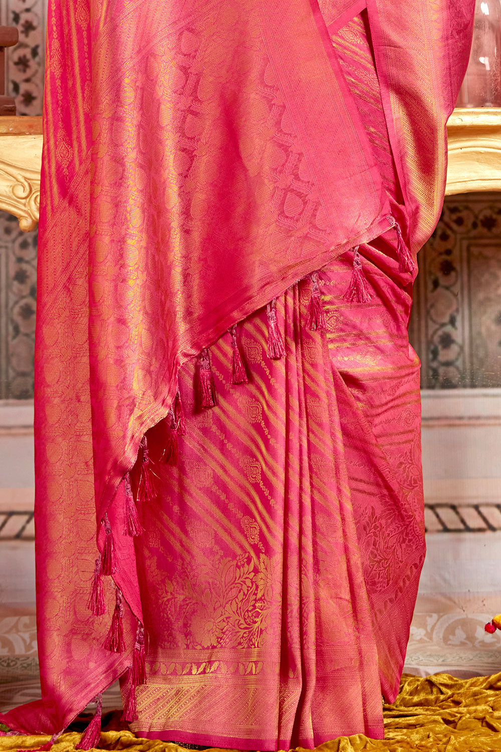 Pink Woven South Silk Saree