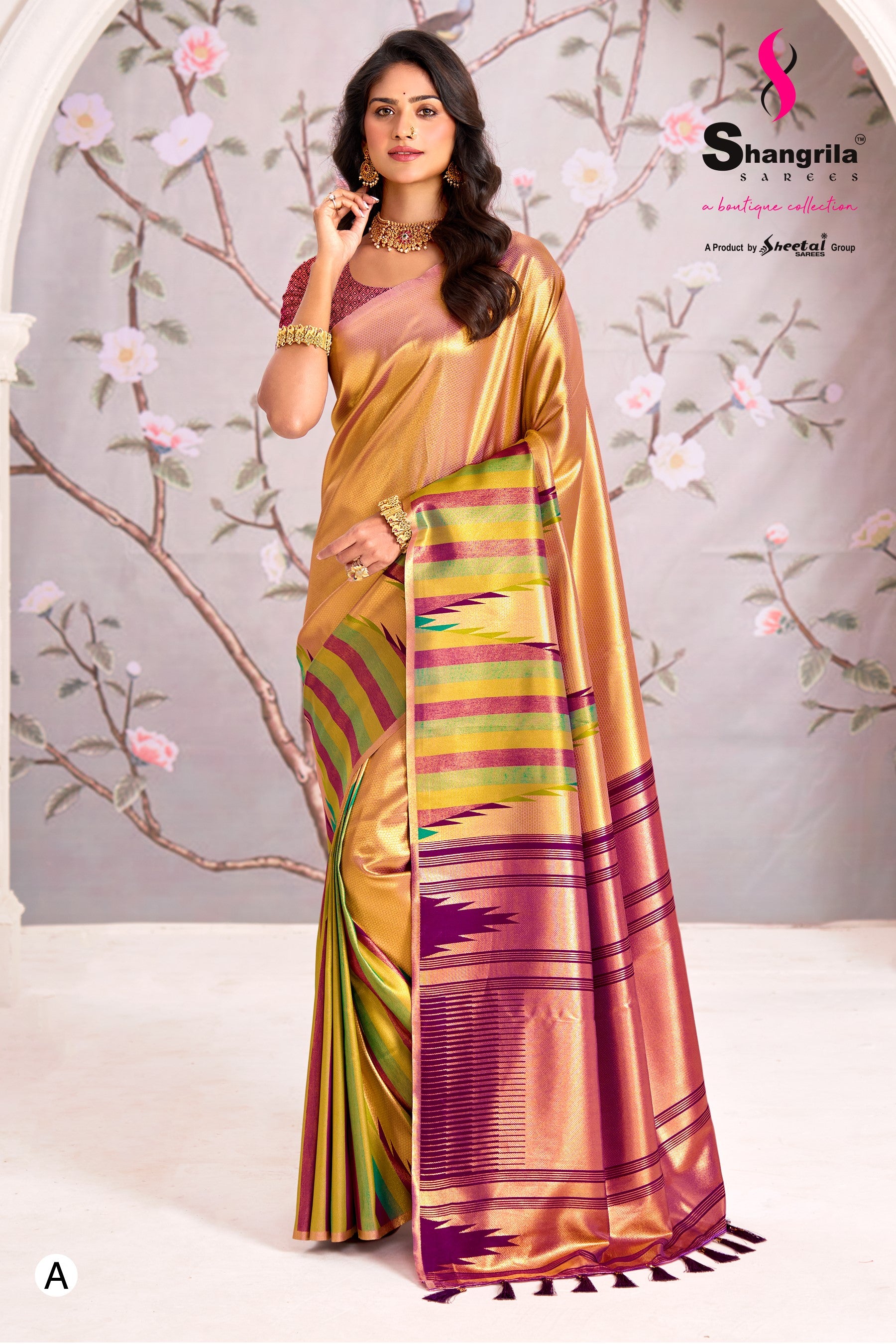 Harvest Gold Temple Border Kanchipuram Silk Saree