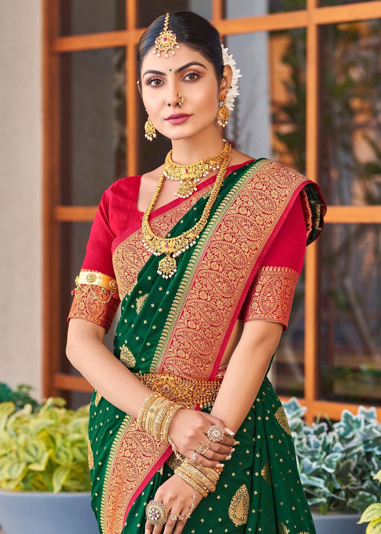 Raw Silk Green Red Half Saree | Half saree, Saree, Silk half saree