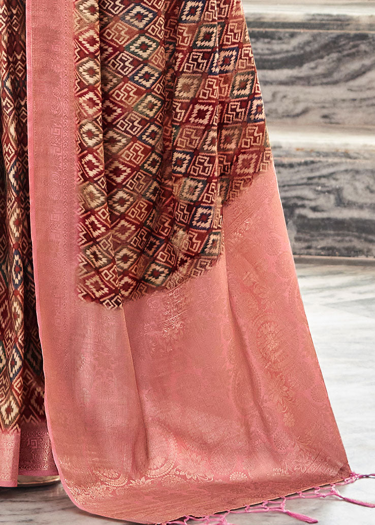 Digital Bagru Printed Purple Cotton Silk Saree