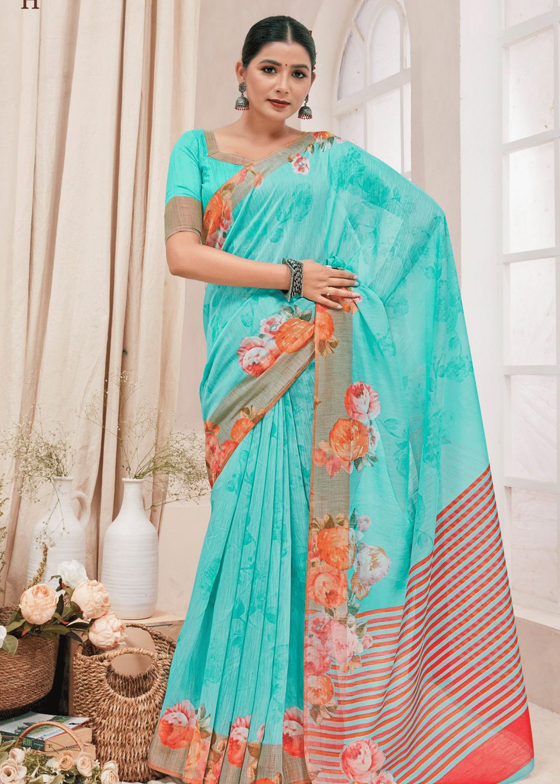 Light Sky Blue Saree With Zari Weaving – Bahuji - Premium Silk Sarees  Online Shopping Store