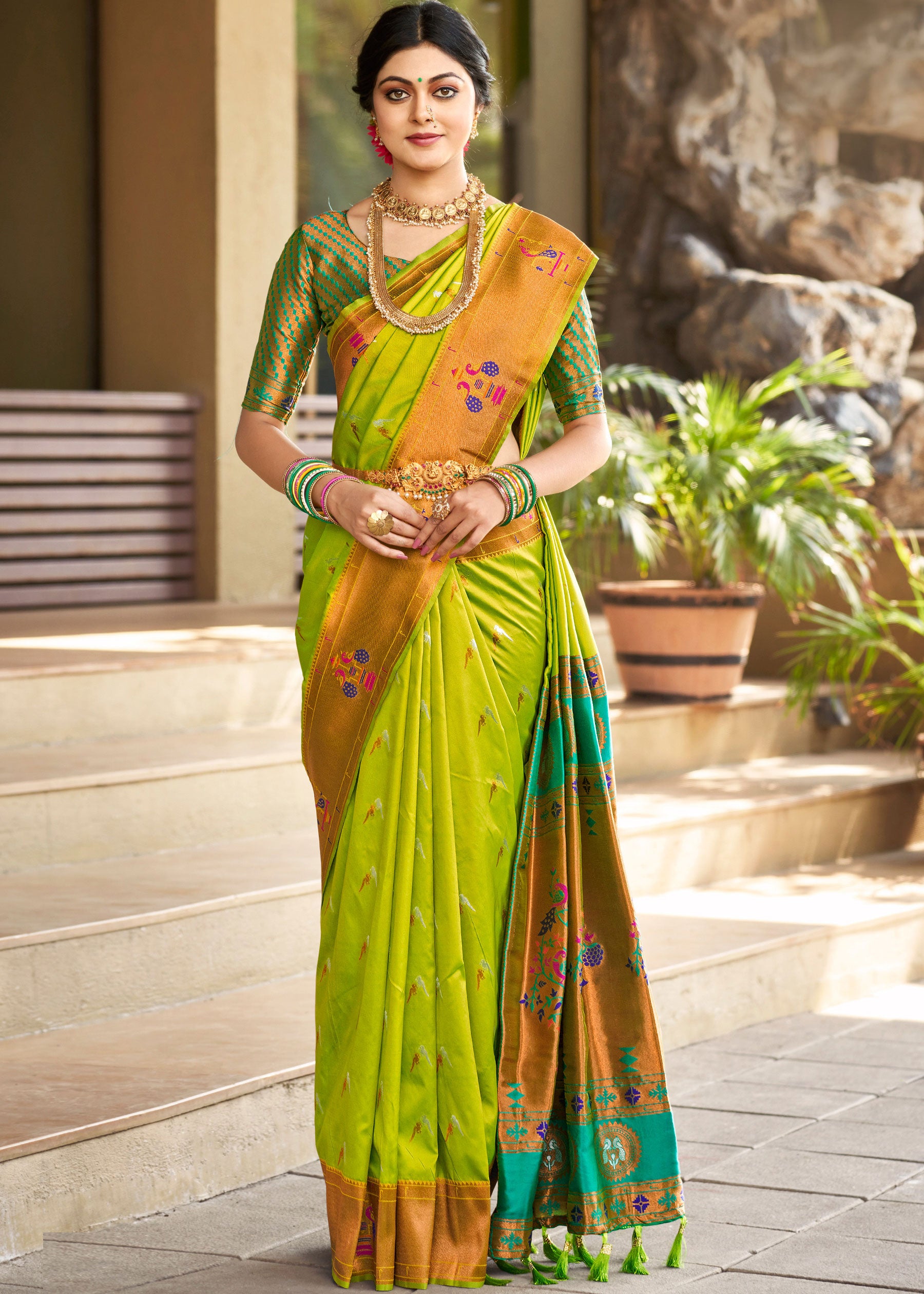 Pine Green Paithani Silk Saree with Zari Border and Pallu - Monastoor-  Indian ethnical dress collections with more than 1500+ fashionable indian  traditional dresses and ethnical jewelleries.