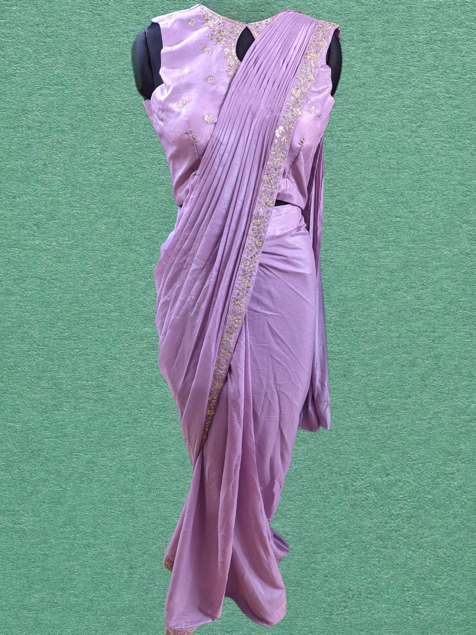 Designer Silver Marble Georgette Purple Ready To Wear Saree