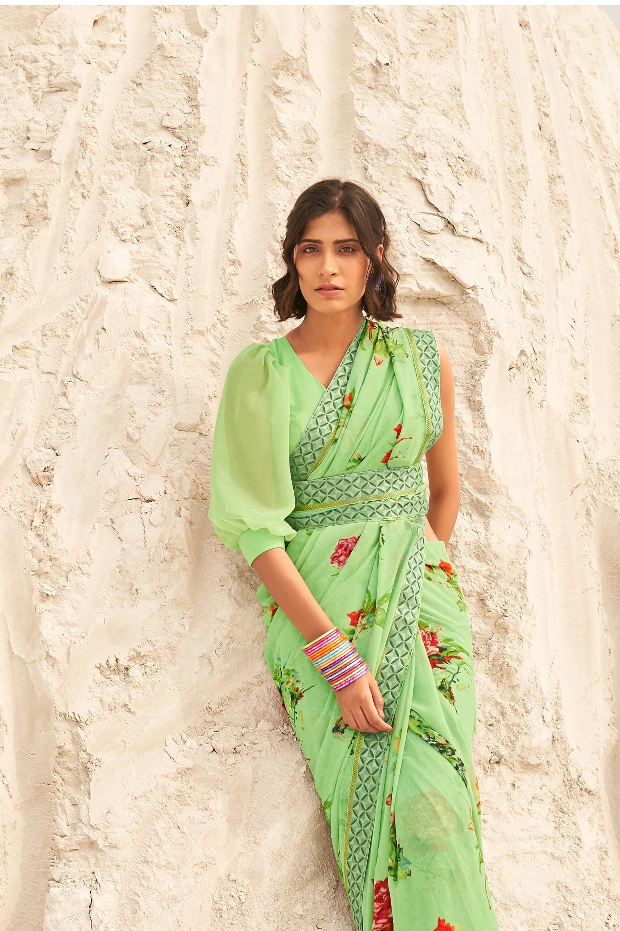 Green Designer Georgette Saree New Arrival Products