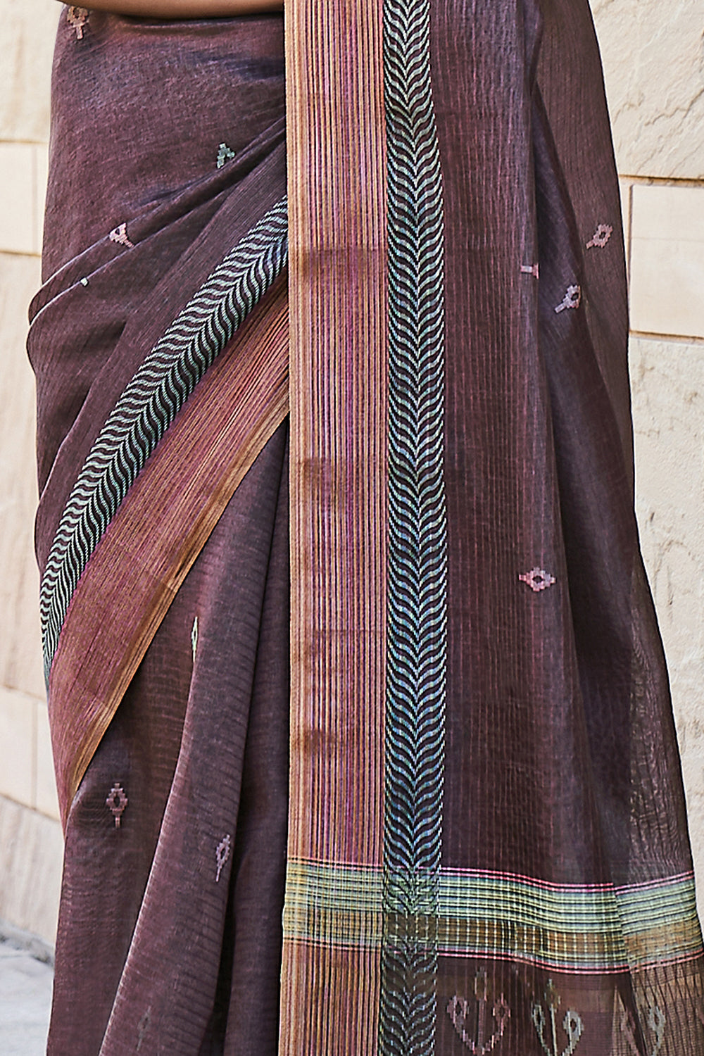 Purple Printed Cotton Silk Saree By Shangrila