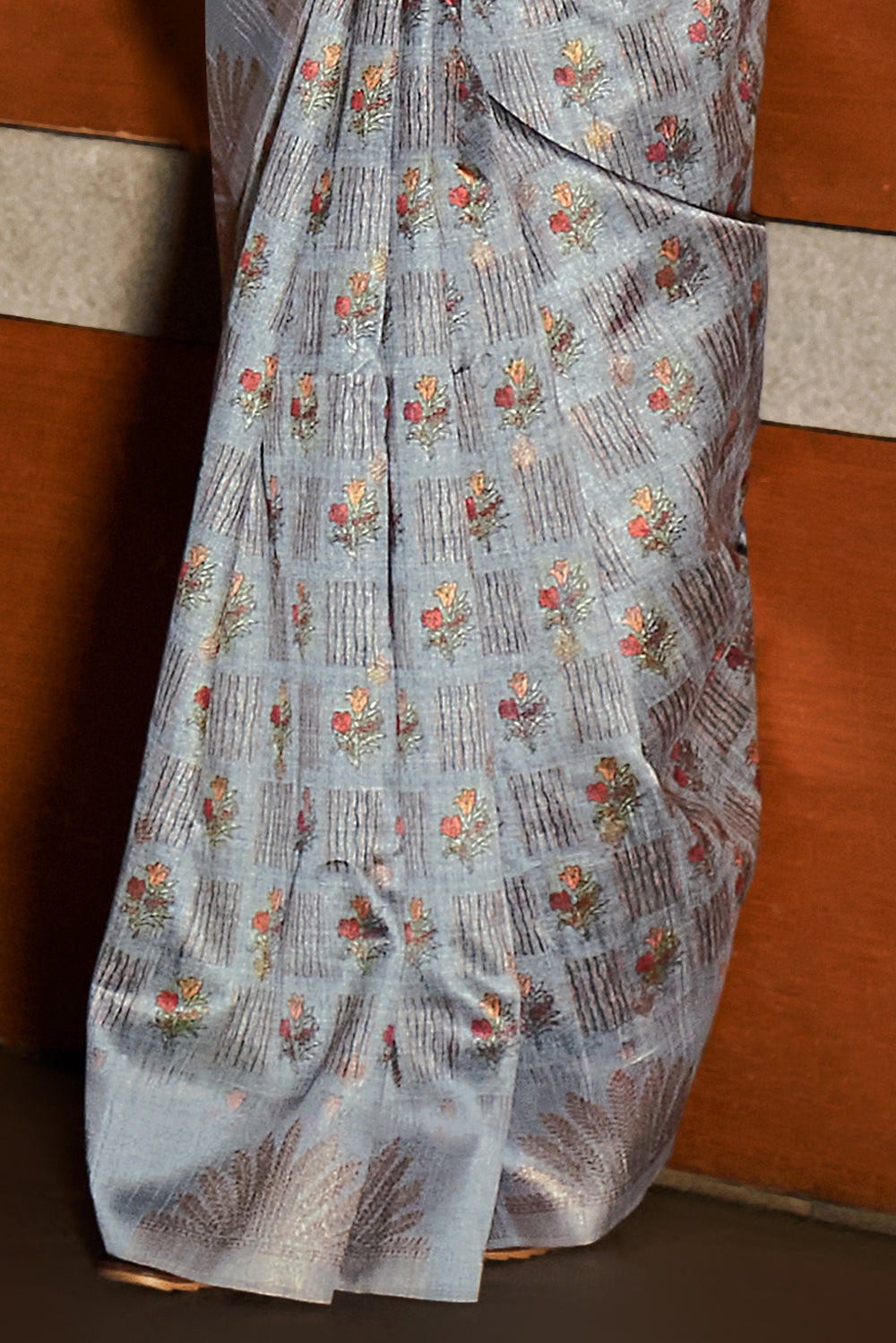 Grey Digital Printed Handloom Silk Saree By Shangrila Designer Saree