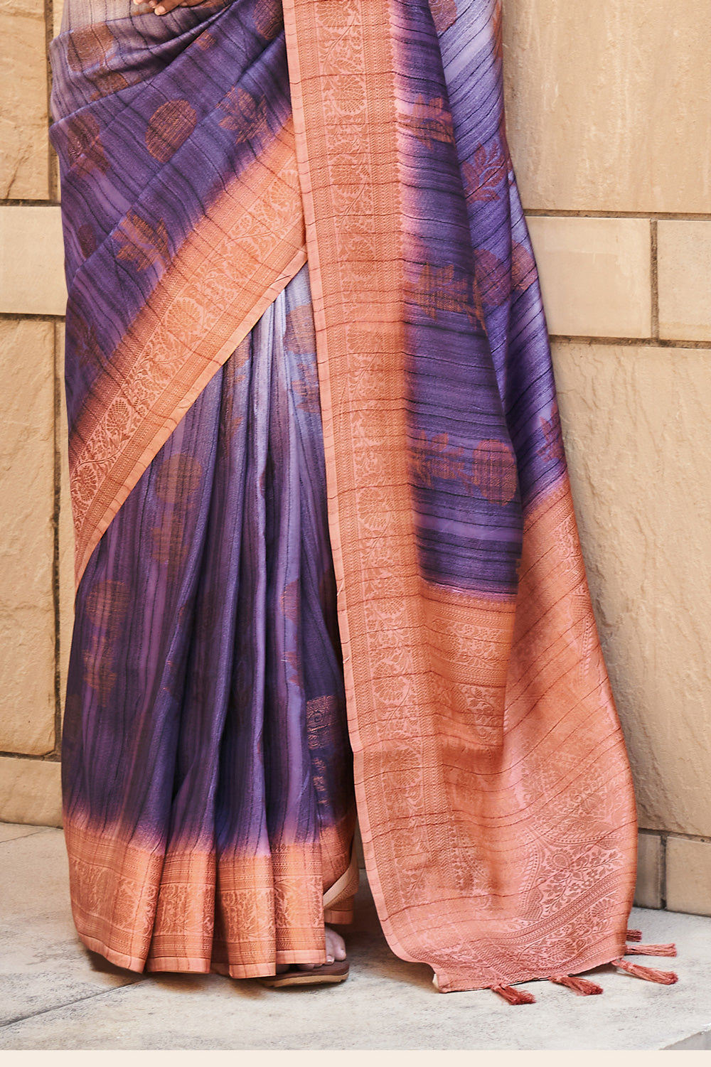 Purple Digital Printed  Silk Saree   With  Blouse Piece By Shangrila Designer