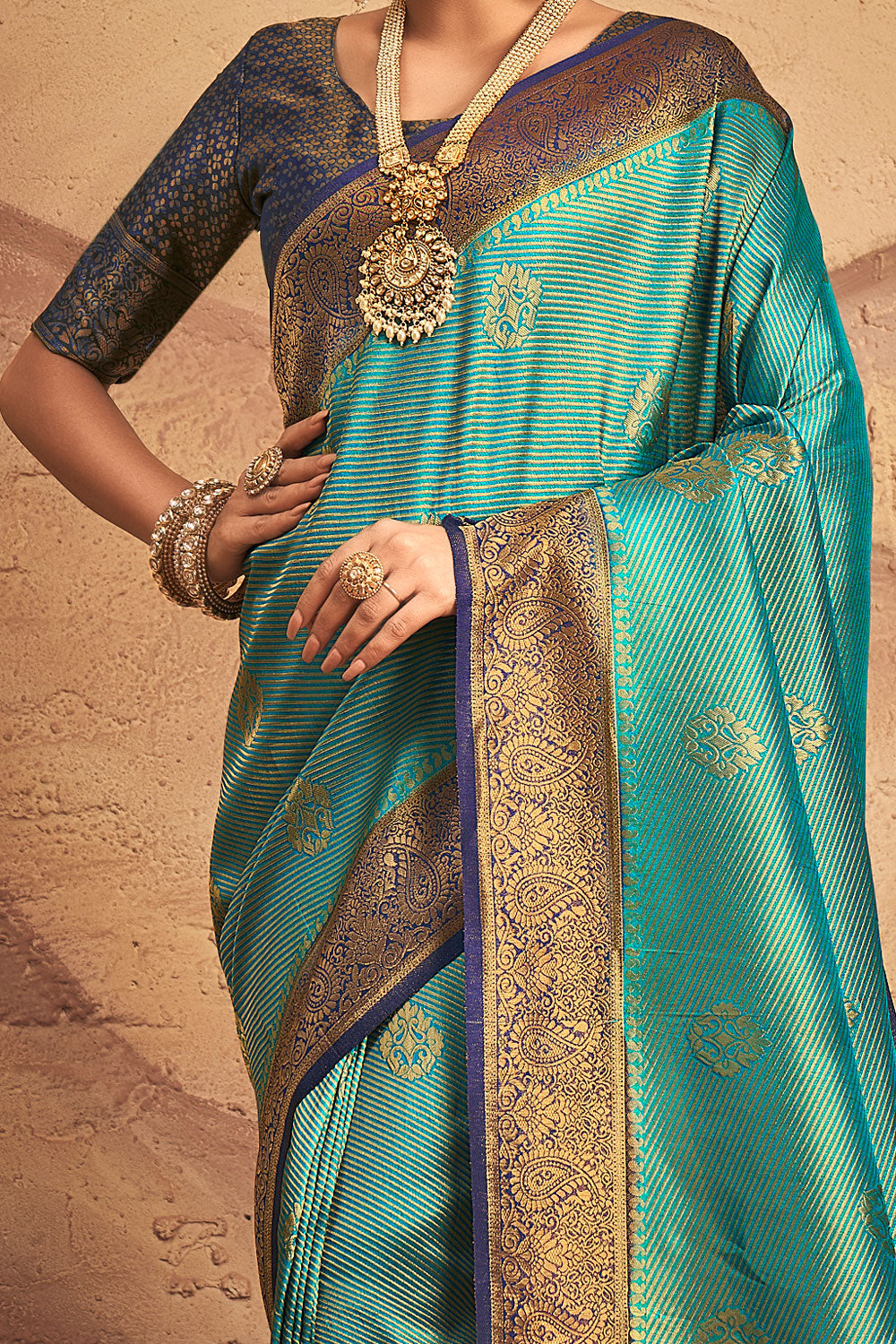 Blue Soft Silk Saree By Shangrila Designer