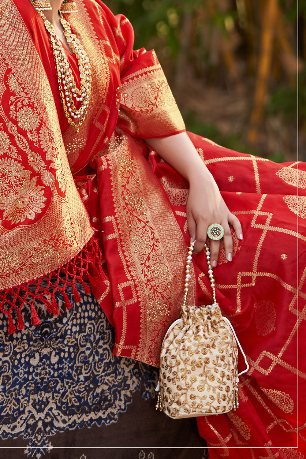Red Woven Banarasi Swarovski Silk Saree