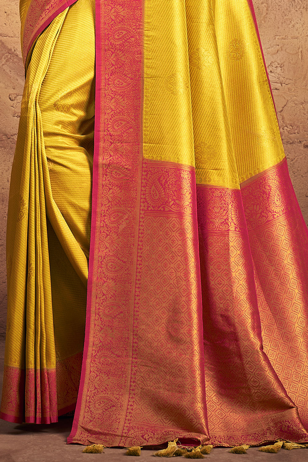 Yellow Soft Silk Saree By Shangrila Designer