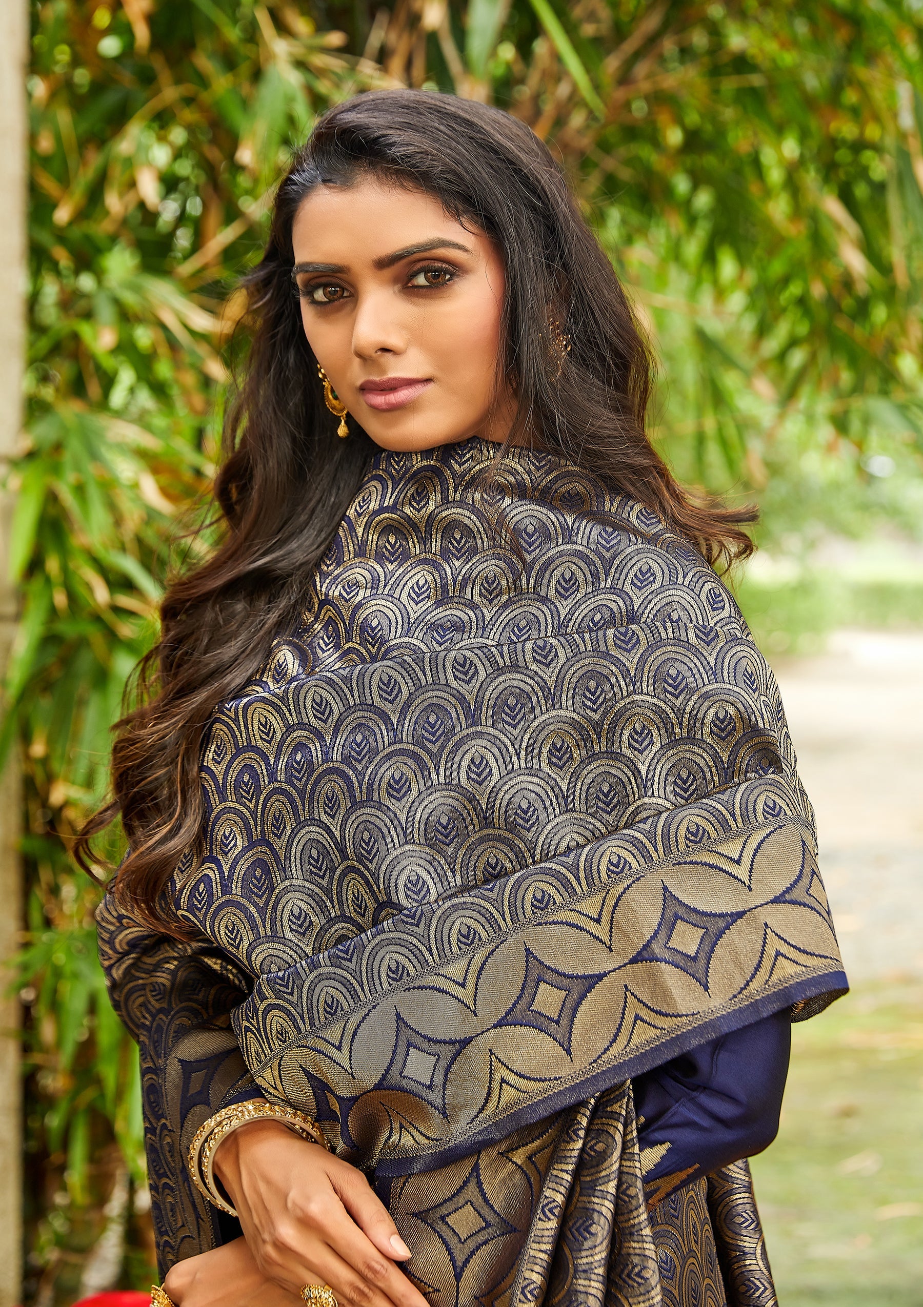 Blue Banarasi Silk Sarees By Shangrila Designer