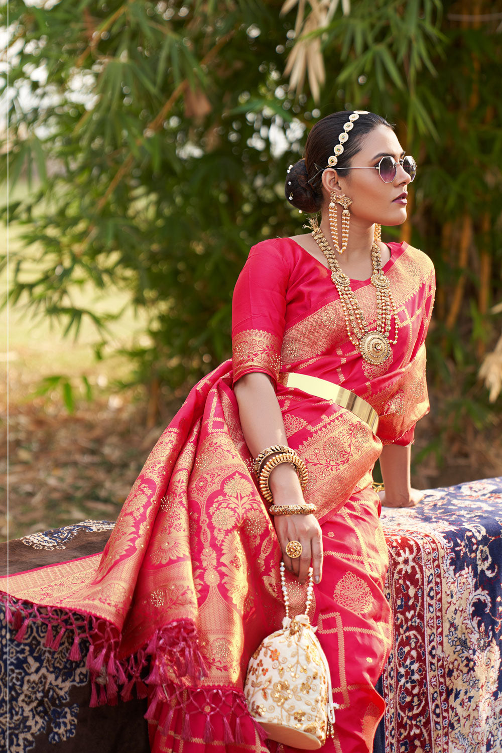 Pink Banarasi Swarovski Silk Saree