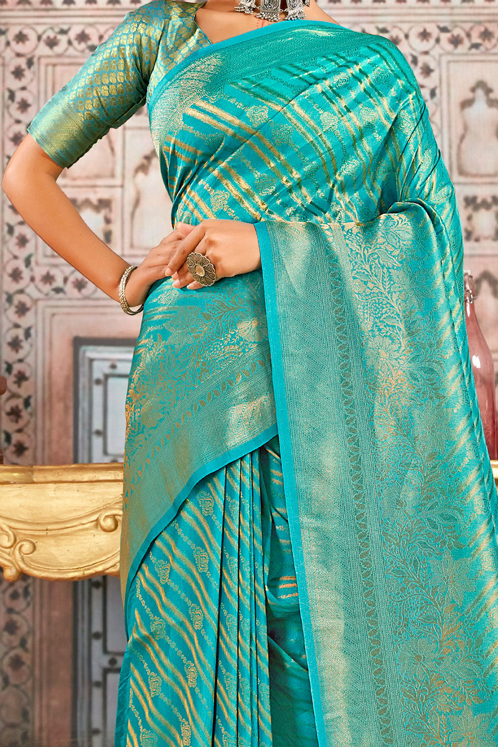 Blue Woven Kerala South Silk Saree