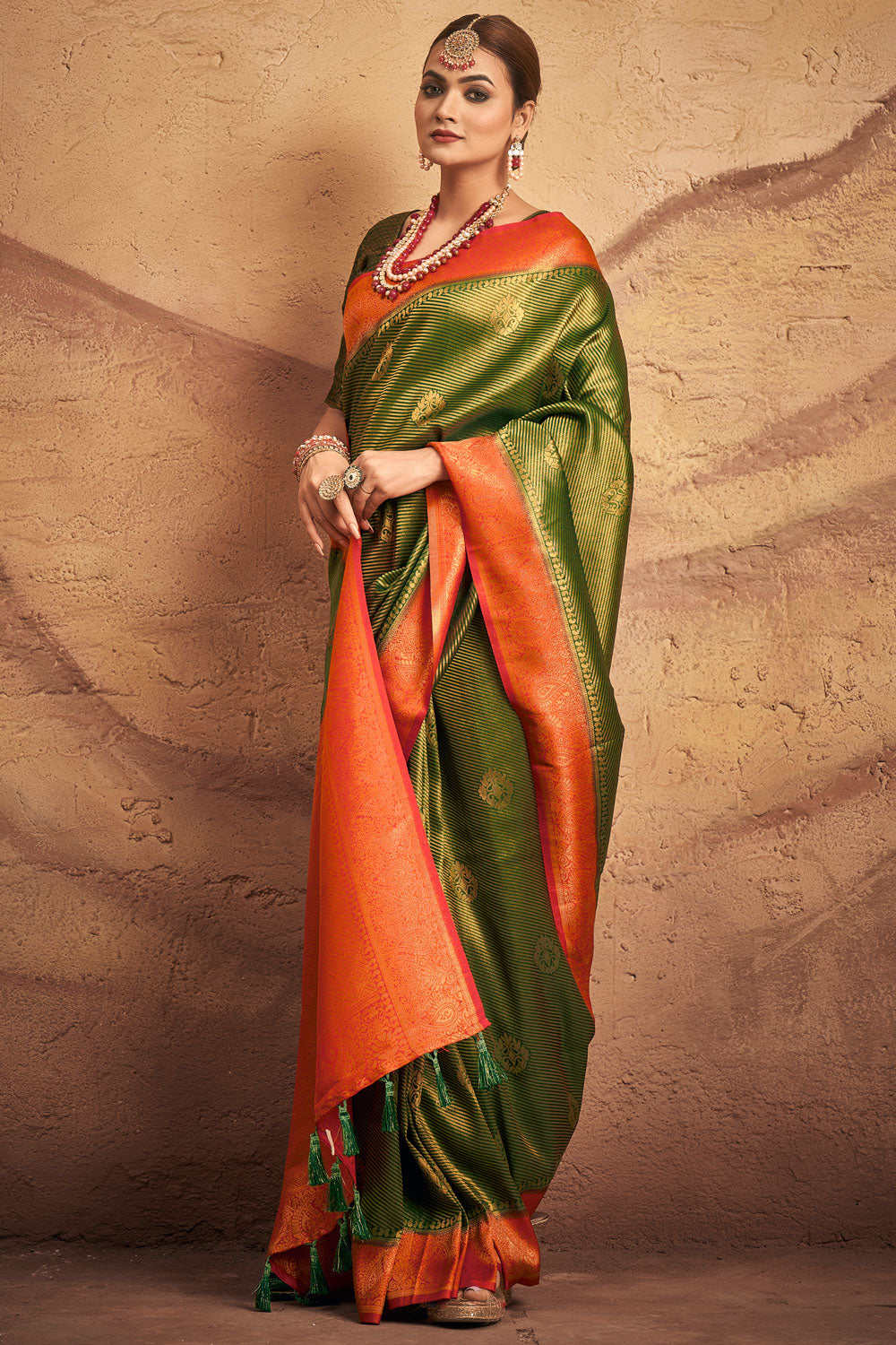 Green Soft Silk Saree By Shangrila Designer