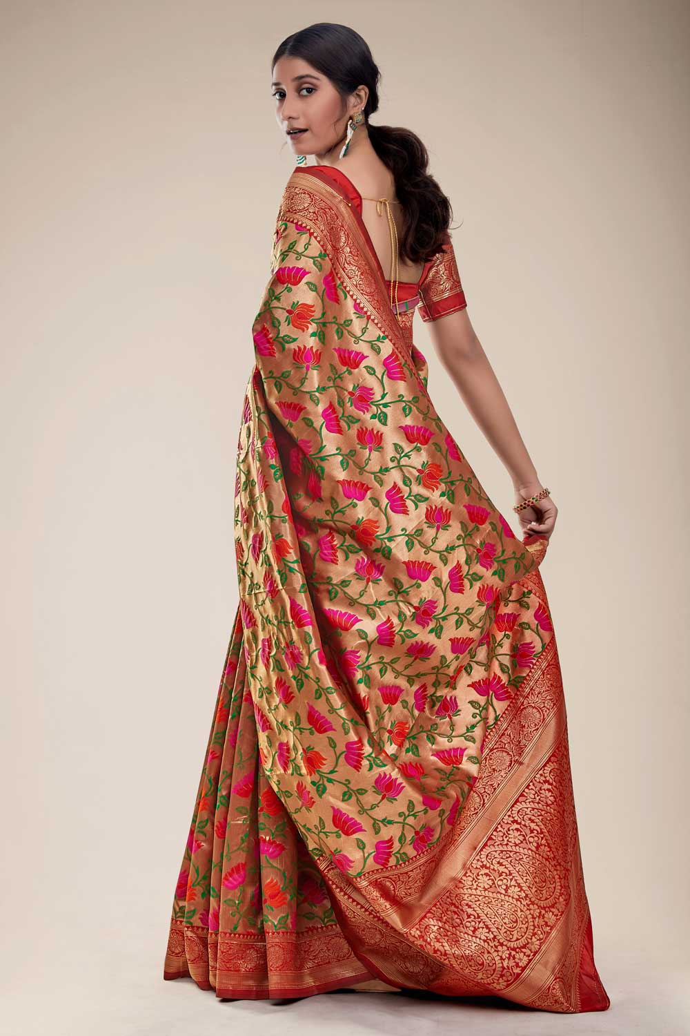 Red Gold Woven Paithani Silk Saree