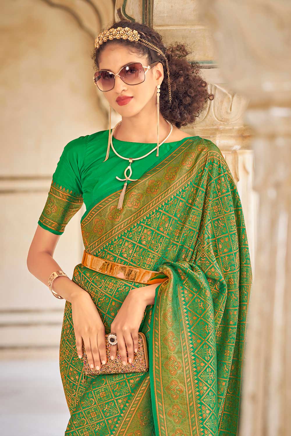 Green Pure Zari Woven Silk Saree