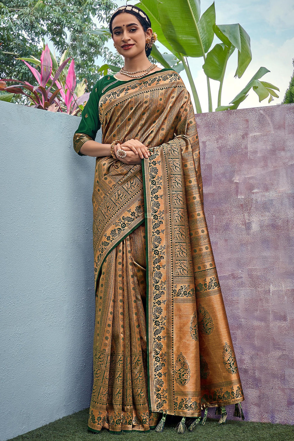 Green Ethnic Art Woven Silk Saree